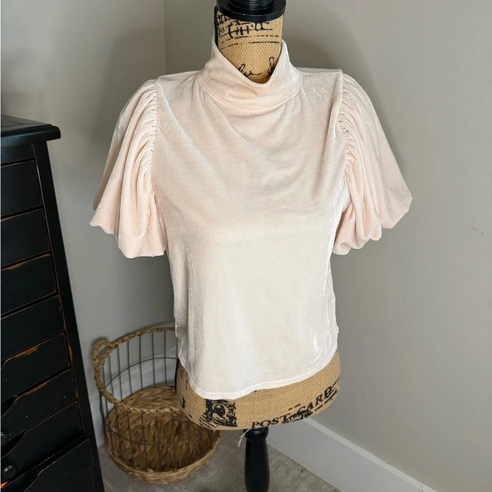 Free People Cream Puff Sleeve Blouse